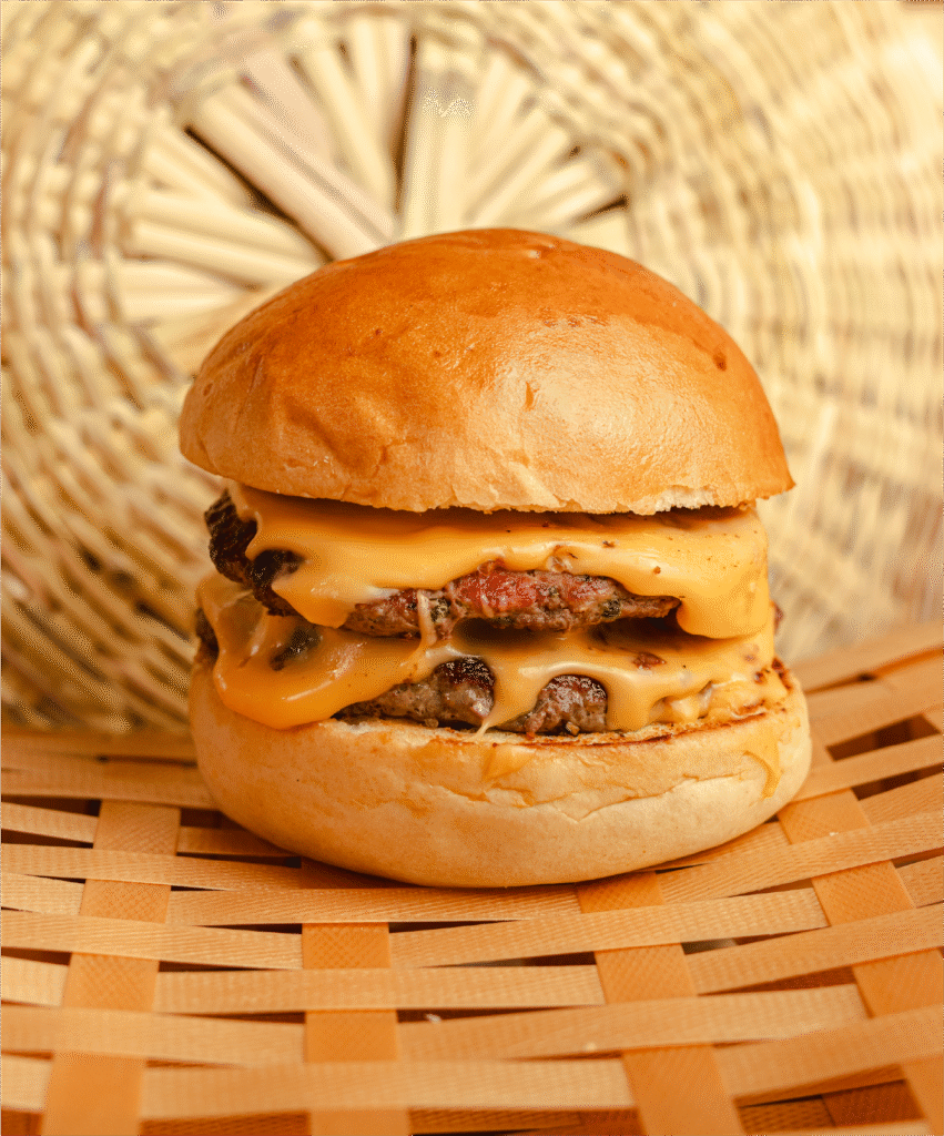 Hamburguesa del restaurante Akí es la Vuelta